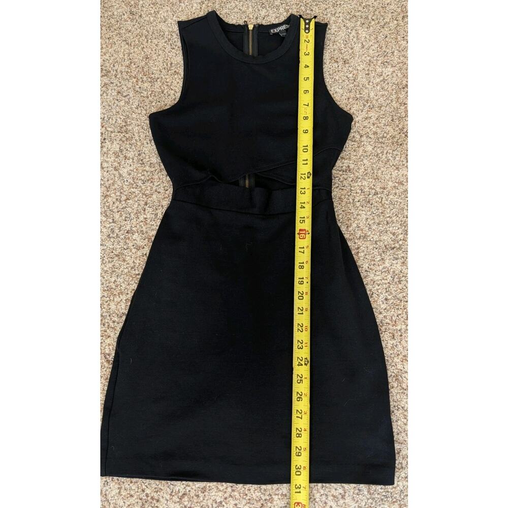 Mini BodyCon Dress Black Sleeveless Cutout Express Size 0 - Picture 6 of 10